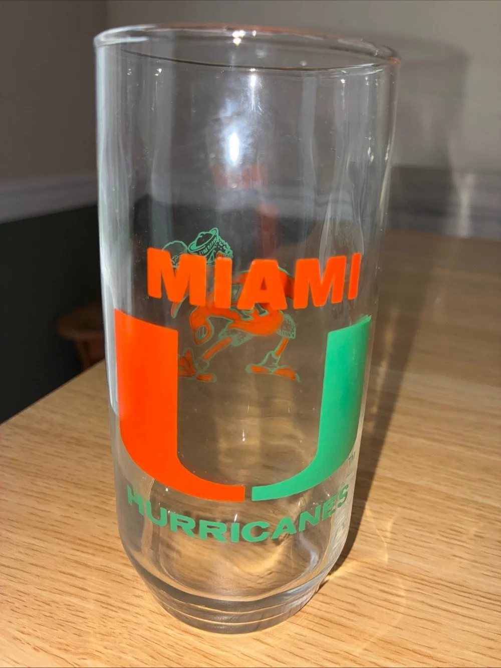 Source Unknown Clear Glasses with Orange and Green Miami Logo